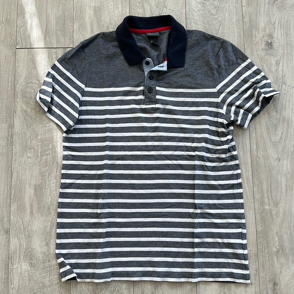 Gray striped H&M polo. Size S